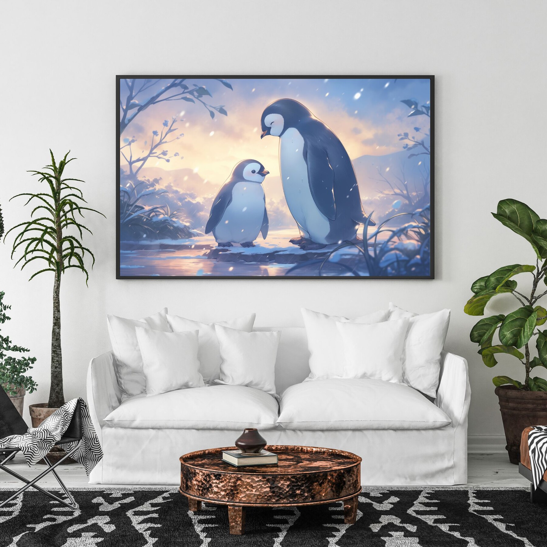ArtStation - Watercolor Penguin Portrait, Cute Penguin And Mother Wall ...