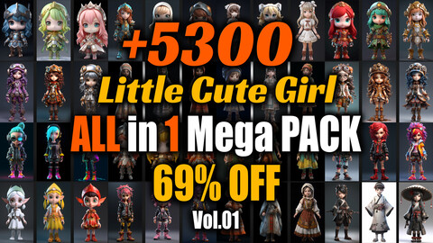 +5300 Little Cute Girl | 22 in 1 | 4K | Character Reference Pack Vol.01