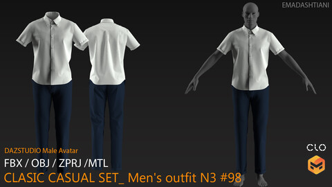 CLASIC CASUAL SET_ Men's outfit N3 #98 _ MarvelousDesigner/CLO Project Files+fbx+obj+mtl