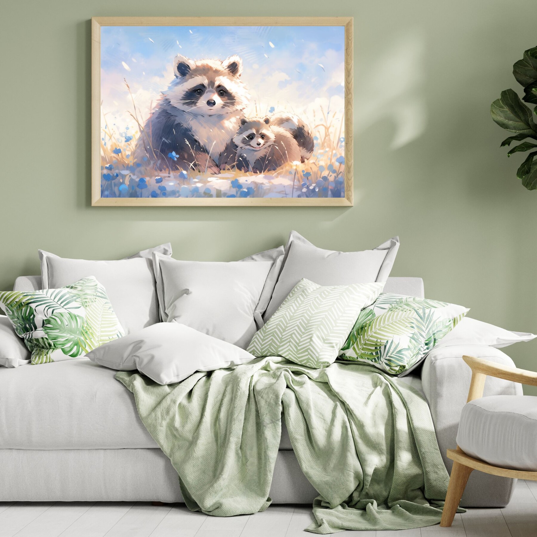 ArtStation - Digital Artwork, Racoon Family, Watercolor Racoon Portrait ...