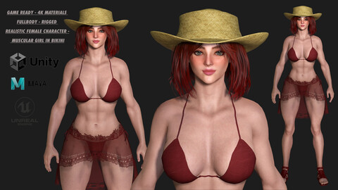 AAA 3D REALISTIC CHARACTER - MUSCULAR GIRL IN BIKINI