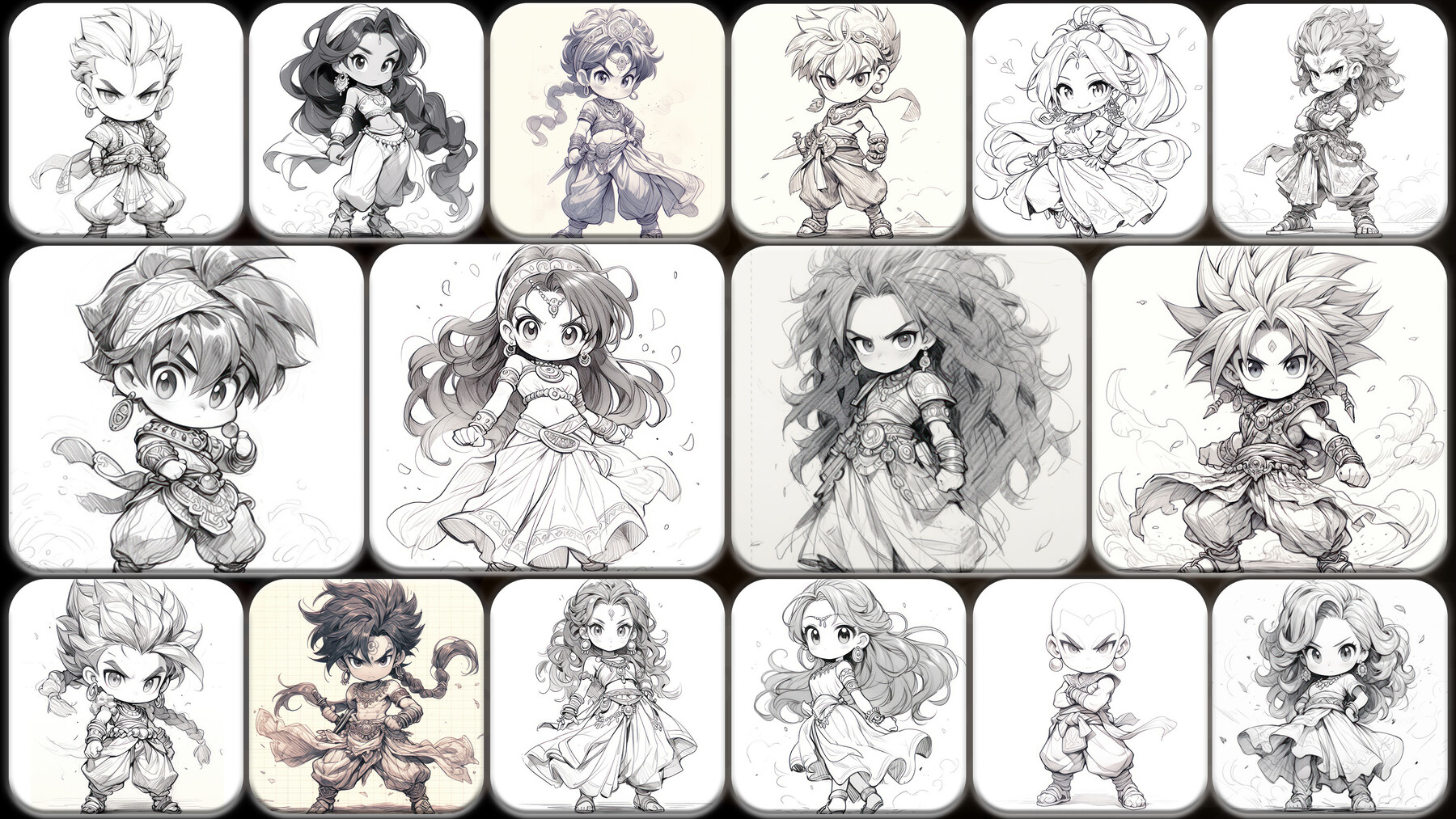 ArtStation - 200 Pencil Drawings of Manga Chibi Genie (Full Body ...