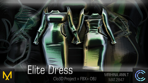 Elite Dress. Clo3D. Marvelous Designer.