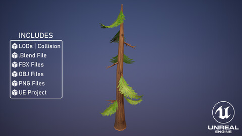 Stylized Pine Tree With Few Leaves