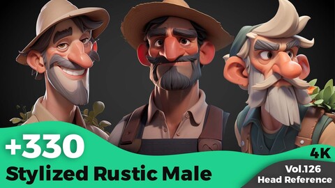 +330 Stylized Rustic Male Head Reference(4k)