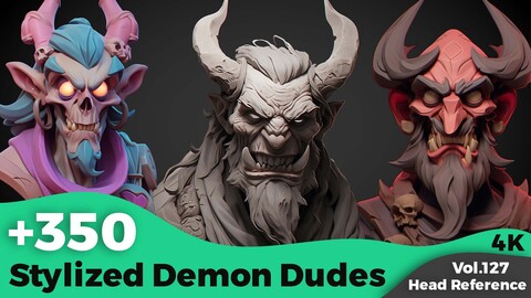 +350 Stylized Demon Dudes Head Reference(4k)