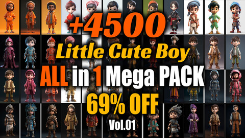 +4500 Little Cute Boy | 17 in 1 | 4K | Character Reference Pack Vol.01