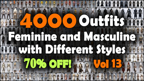 4000 Feminine and Masculine Outfits with Different Styles Reference Pack | MEGA Bundle | 4K | v.13