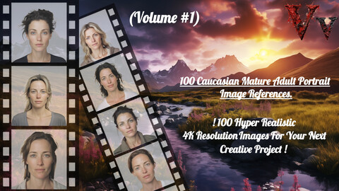 Caucasian Mature Adult 100 4K Resolution Reference Images (Volume #1)
