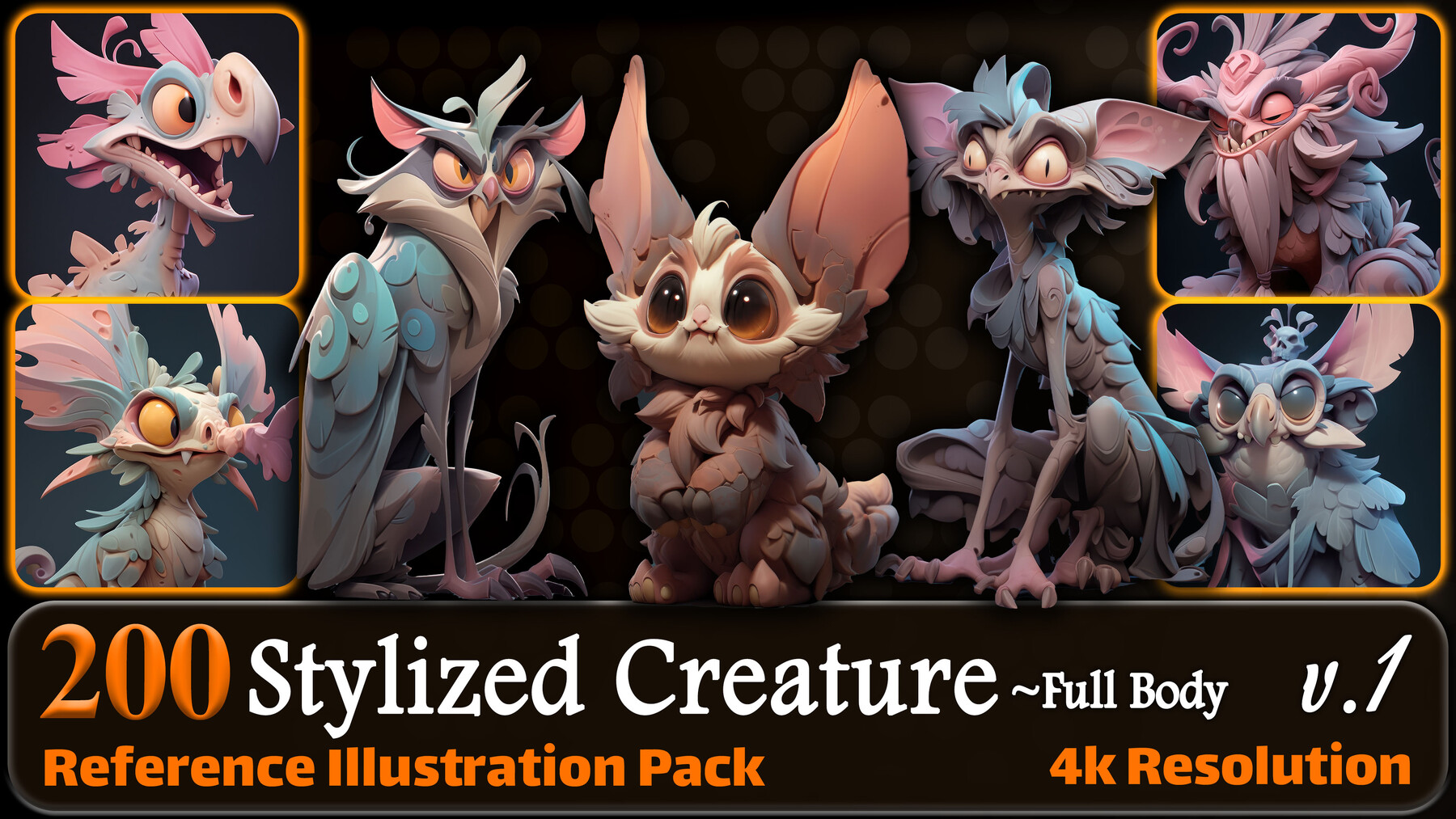 ArtStation - 200 Stylized Creature Reference Pack | 4K | v.1 | Artworks