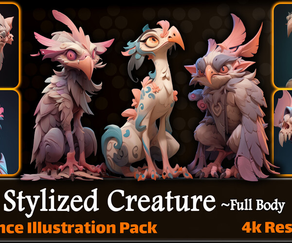 ArtStation - 200 Stylized Creature Reference Pack | 4K | v.4 | Artworks