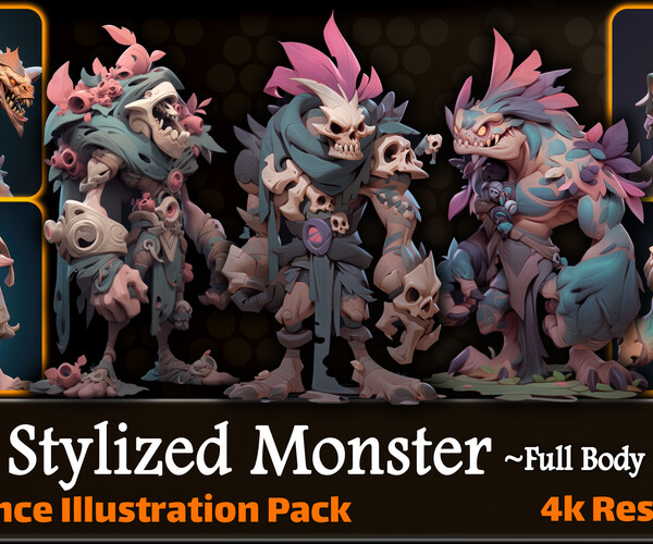 ArtStation - 200 Stylized Monster Reference Pack | 4K | v.3 | Artworks