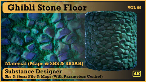 Ghibli Stone Floor Material - VOL 09 - Maps & SBS & SBsar