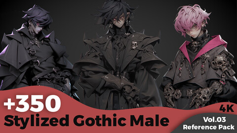 +350 Gothic Male Character Outfit Concept(4k)