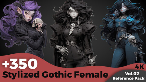 +350 Gothic Female Character Outfit Concept(4k)