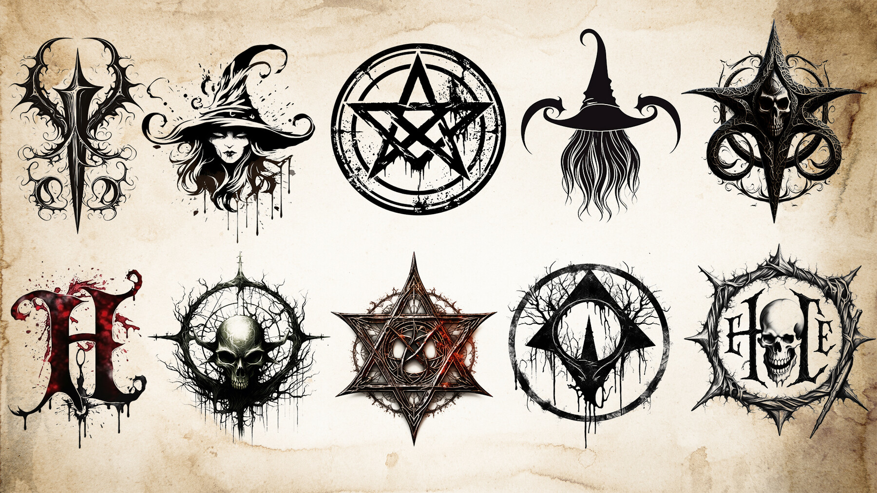 100 Gothic Symbols Tattoo (PNG Files)-4K- High End Quality