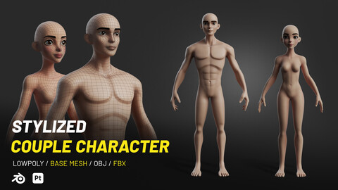 Stylized Couple Character Base Mesh