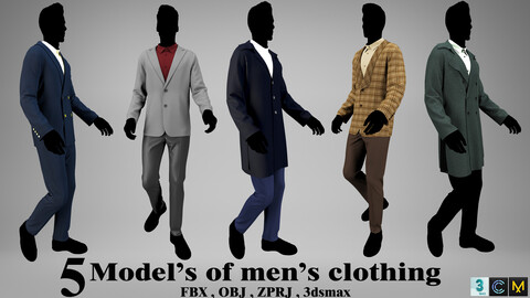 5 models of men's clothing