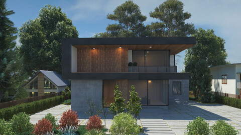 Modern Villa 3D scene