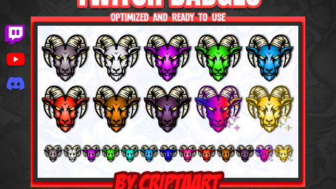 Goat Twitch Sub badges, cool goat Bit Badges for streamers, loyalty Animals Cheer Badges, Channel points, Gamer stream