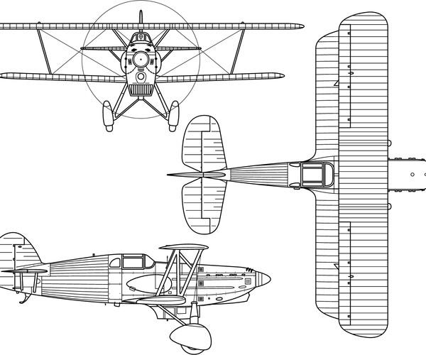 ArtStation - Avia_B-534_3-view svg dxf vector outline file for laser ...