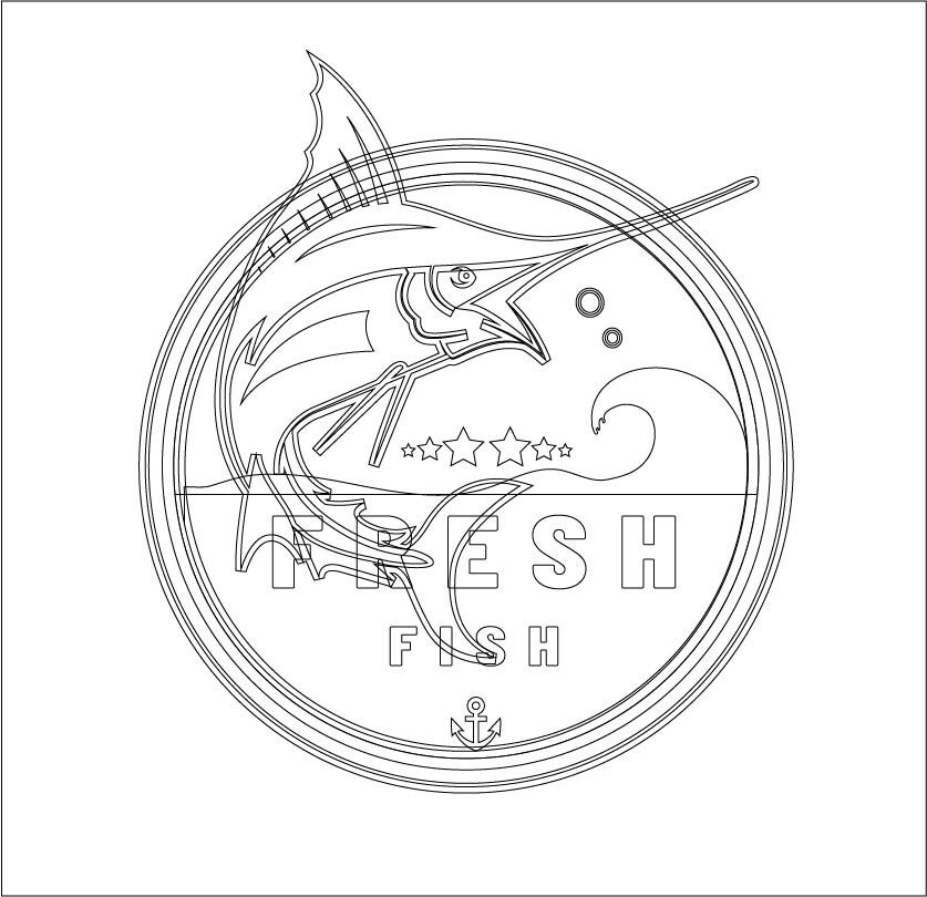 Fish logo template black and white vector for restaurant