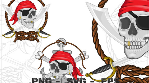 Vector Design Of Pirate Skull With Ropes