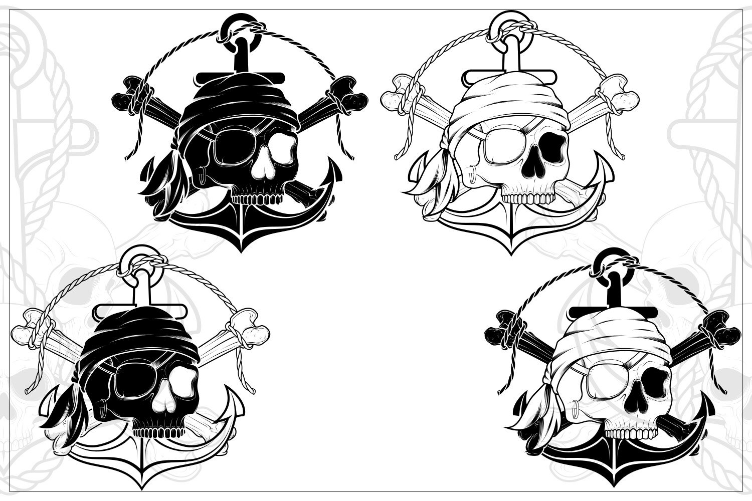 ArtStation - Pirate Skull Vector Design With Anchor | Artworks