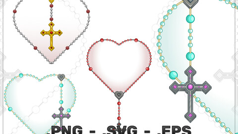 Heart Shaped Rosary Vector Design