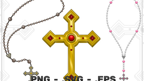 Rosary Vector Design Used For Christian Prayer