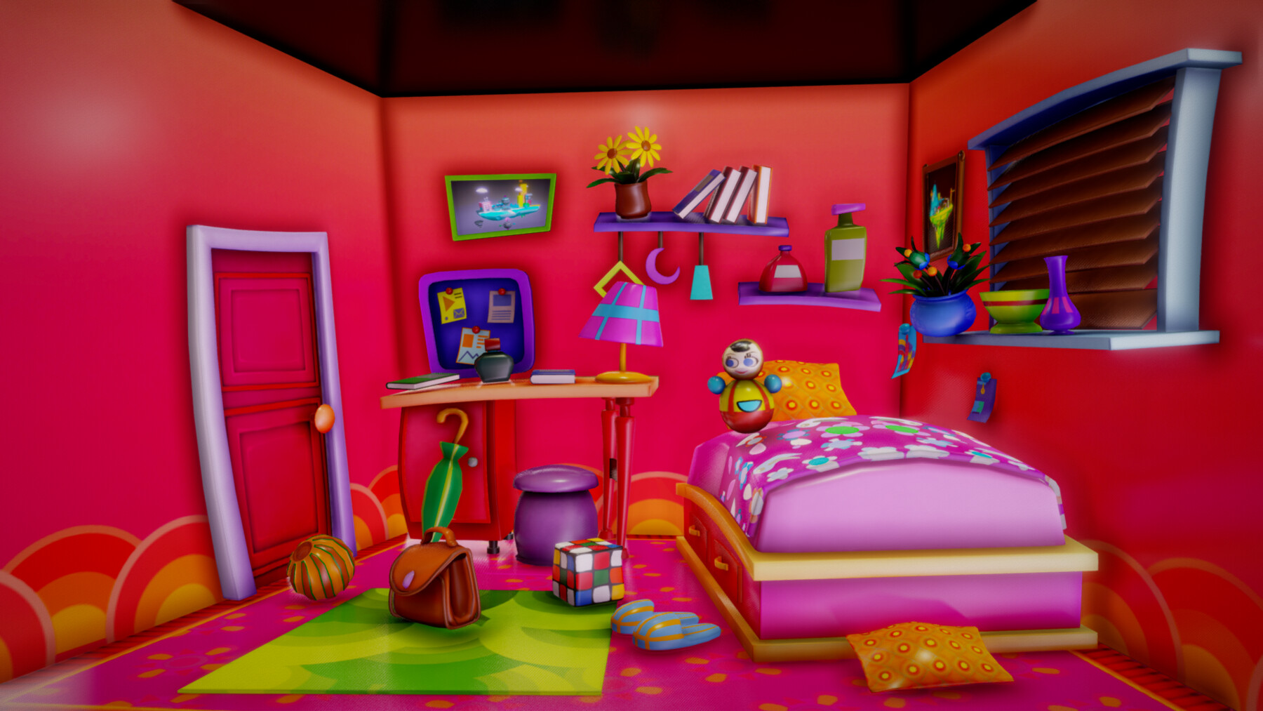 ArtStation - Cartoon furniture bed room Girl | Game Assets