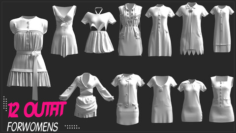 12 Outfit MODELS for female  / Marvelous Designer / CLO 3D