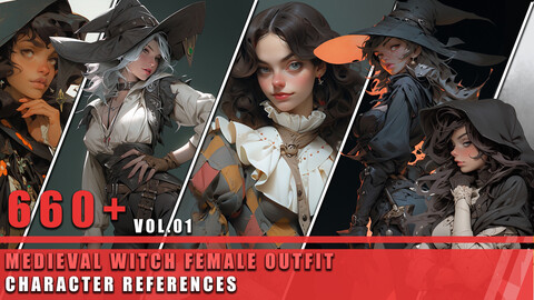 660+ Medieval Witch Female Outfit - Character References Vol.01