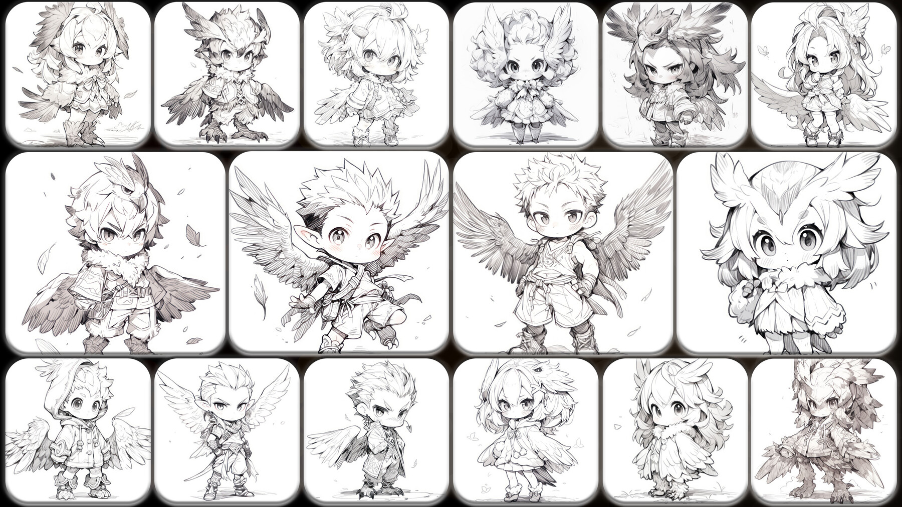 ArtStation - 200 Pencil Drawings of Manga Chibi Harpy (Full Body ...