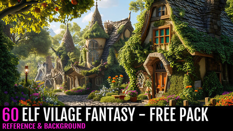 AMAZING FREE PACK -  60 ELF VILAGE FANTASY BACKGROUND /  8K