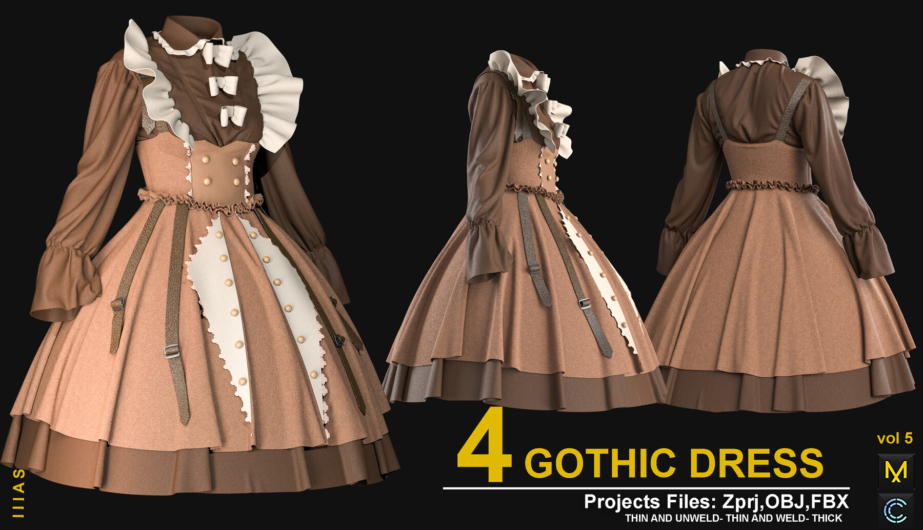 5 Victorian Gothic Dresses Collection 