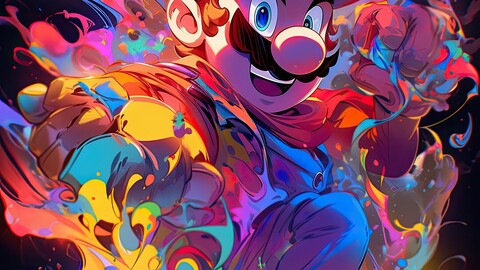 Super Mario Splash Fanart High Resolution HD Download / Print Your Own / Digital Art Print / Reference Art / Backgrounds & Wallpapers