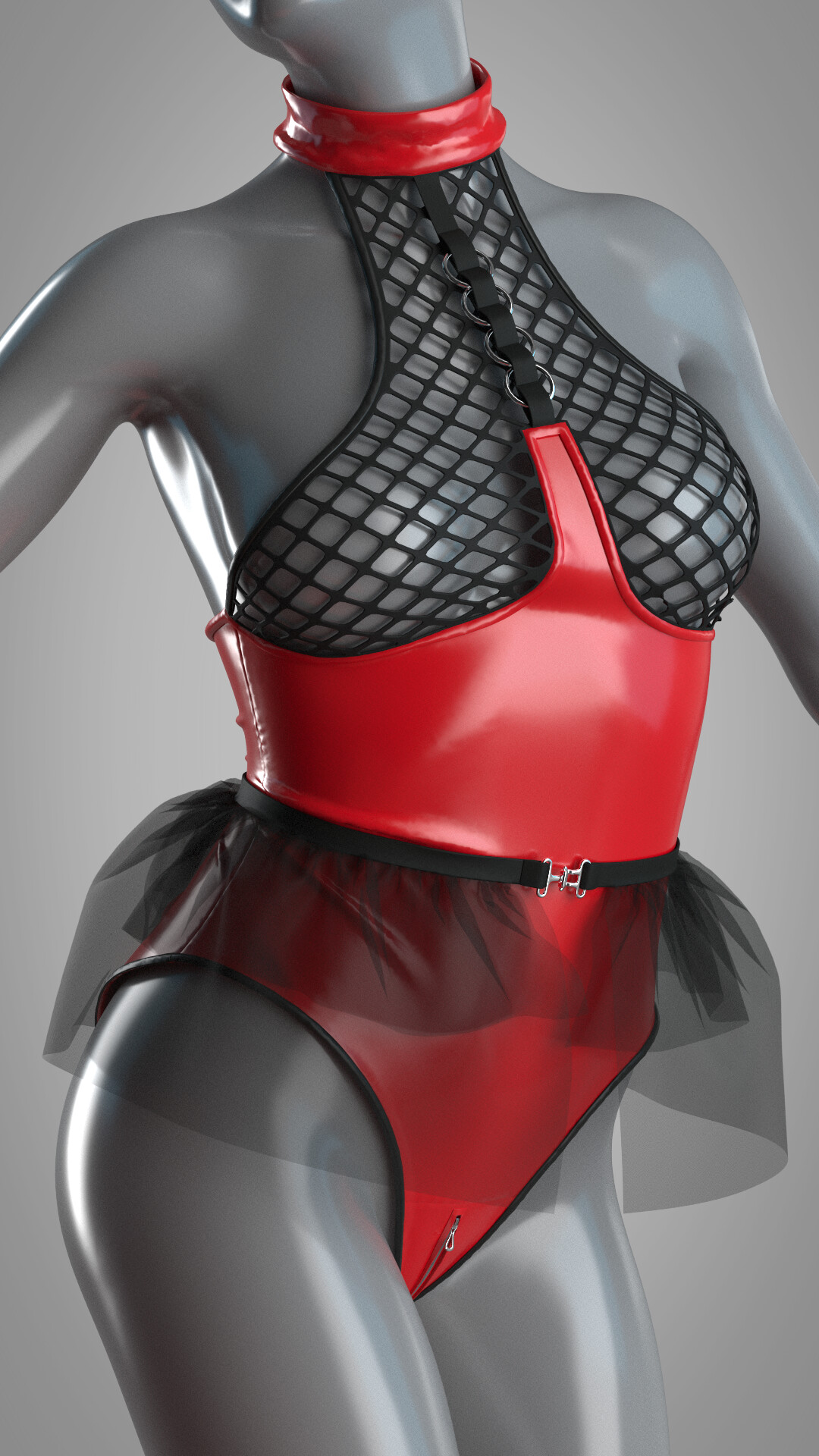 ArtStation - Sexy Latex Bodysuit with Mesh Chest | Game Assets