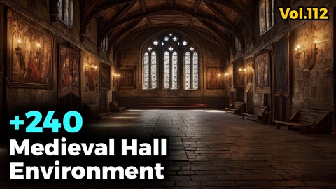 +240 Medieval Hall Environment(4k) | Vol_112