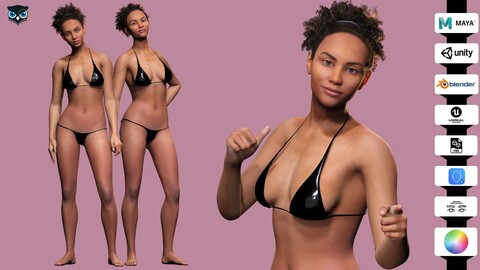 Kali - Afro Essence Realistic female Low-poly