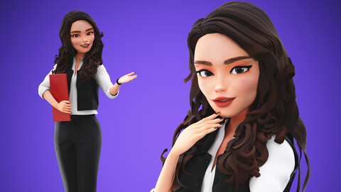 Game Stylized Cartoon Woman 3d model