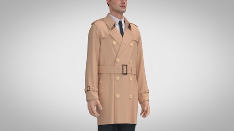 Trench Coat 2, Marvelousdesigner, Clo3D +fbx, obj