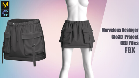 Skirt №183 "Marvelous Designer" /Zprj/ OBJ+FBX