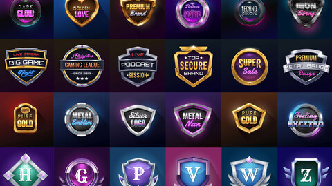 Realistic 3D Vector Badges Bundle Collection (AI, EPS and PNG)