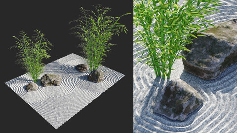 Japanese Rock (Zen) Garden 06 | PBR | Lowpoly