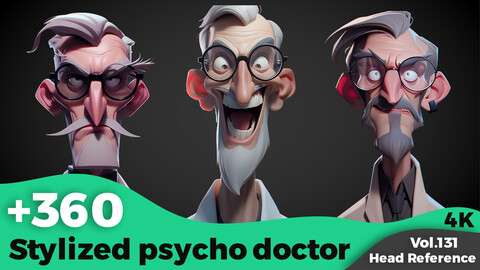 +360 Stylized Psycho Doctor Head Reference(4k)