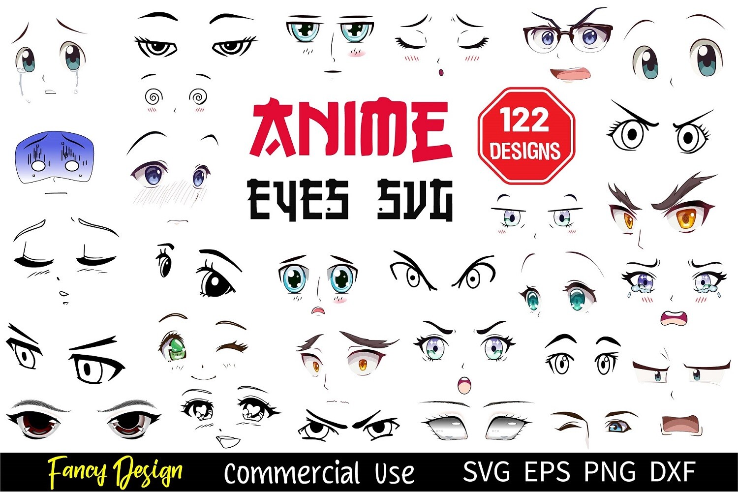 ArtStation - Anime Eyes SVG, Cartoon Eyes SVG, Comic Book Eyes Svg ...