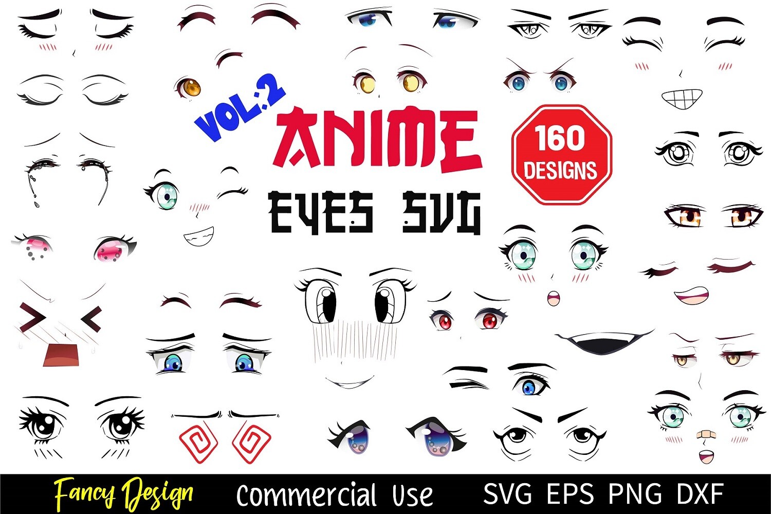 ArtStation - 160 Anime Eyes SVG, Cartoon Eyes SVG, Comic Book Eyes Svg ...