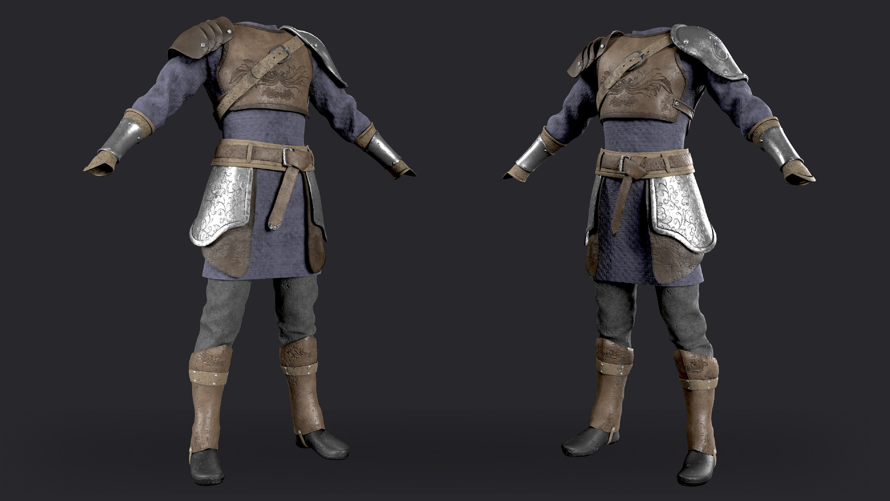ArtStation - Medieval leather armor warrior 3D clothes (Fbx+ Obj +4k ...