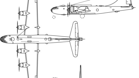 Boeing B-29 Superfortress 3-view-svg vector file